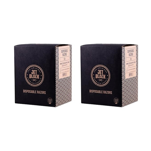 Jet Black Eco-Friendly Disposable Razors, 100 Pieces, Shaving Razors, Premium Quality Dual Blades, Compostable Wheat Straw Handle, Individual Sterilized Packaging