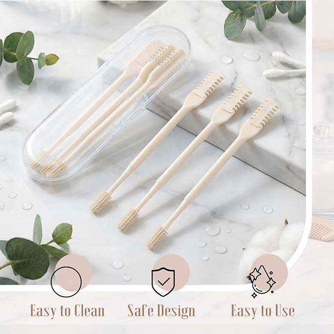 2-in-1 Nasal Hair Cutter Travel Double Sided Nose Hair Trimmer for Women Men Portable 360 Rotating Manual Nose Nasal Knife Soft Cleaning Brush with 5 Box Travel Package Yellow (15 Pcs)