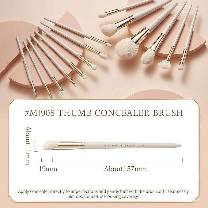 Bisque Series Thumb Concealer Brush for Spot Coverage Seamless Blending Painted Birch Handle with Soft Nylon Bristles MJ905