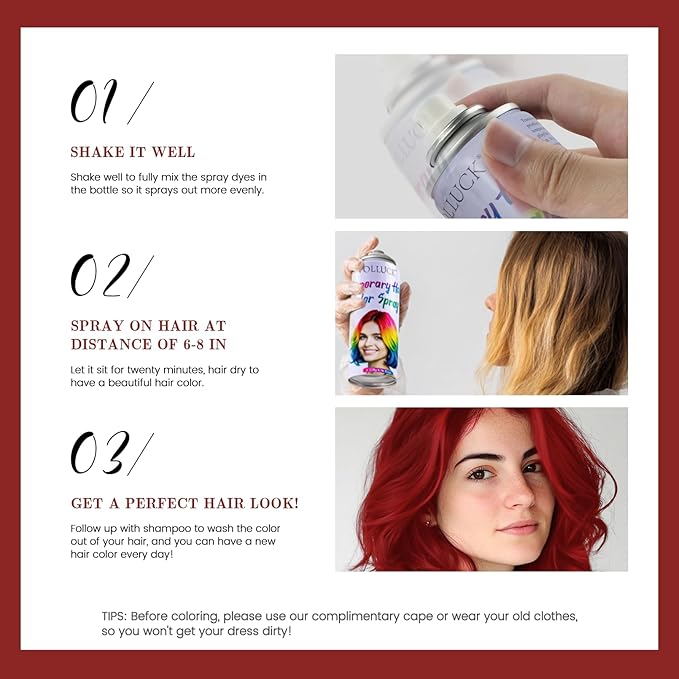 Red Hair Spray Color Temporary, Hair Color Spray 1-Day Hair Dye Colored for Kids Women Men, Hair Wax Color Washable, Hair Paint Halloween Fast-Drying 4.06 Fl Oz