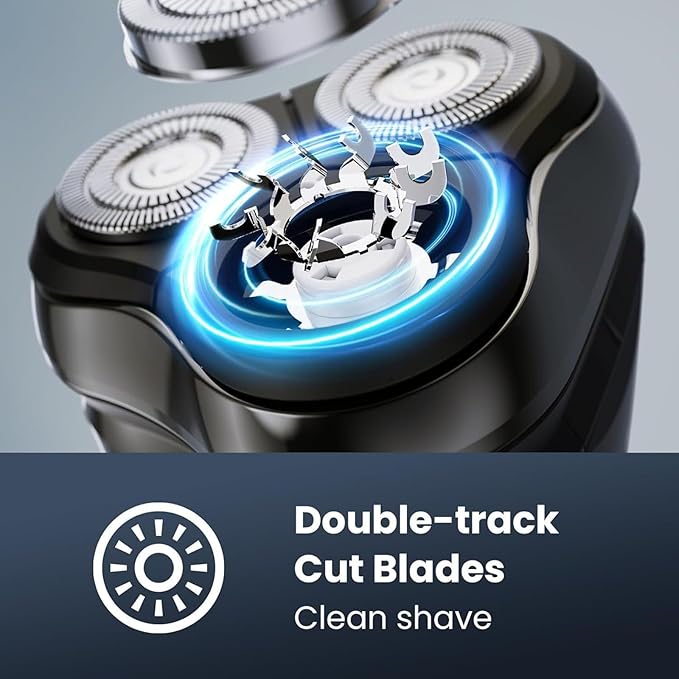 Electric Razor for Men Cordless: Wet/Dry Rotary Shaver Waterproof - USB Fast Charging, Precision Blades Sensitive Skin Care, Pop-up Trimmer Upgraded Elegant Black