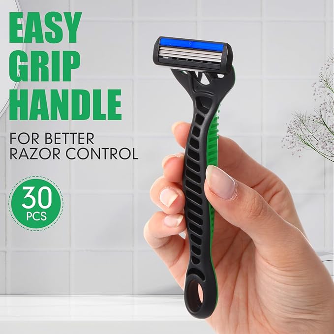 36 Pcs Mens Disposable Razors Bulk 3 Blade Sensitive Head Shaving Razors for Men Travel Hotel Spa Christmas Party Gift