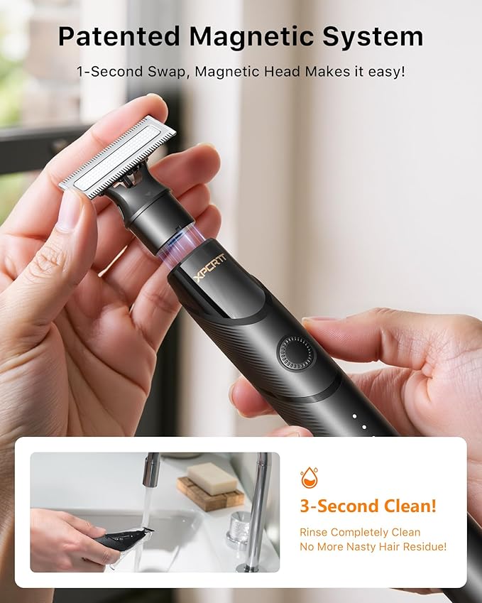 [2025 Upgraded] Beard & Nose Hair Trimmer Kit, [All-in-One] 12 in 1 Rotating Comb, Travel Body Hair Electric Shaver for Men, USB-C Fast Charging, Painless Razor Waterproof Wet/Dry, Black(Pack)