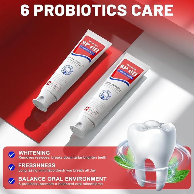 Woadee SP-6 Toothpaste, SP-6 Probiotic Whitening Toothpaste,6 Probiotics+Hydroxyapatites Formula for Teeth Whitening, Strengthening and Enamel Protection，Mint Flavor, Fresh Breath(2)