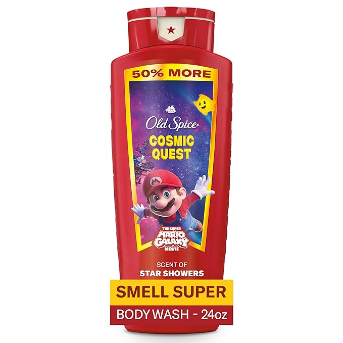 Old Spice Body & Face Wash for Men, x The Super Mario Galaxy Movie, 3X Defense, 24/7 Shower Fresh with Long Lasting Scent, Smell Super with Cosmic Quest, Star Showers Scent, 24 oz