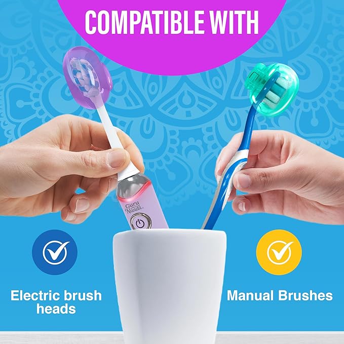 GuruNanda Brush Pods - Toothbrush Cover for Manual & Electric Toothbrush, Keeps Toothbrush Fresh & Clean, Travel Accessories with Natural Essential Oil Vapors, 4 Pack