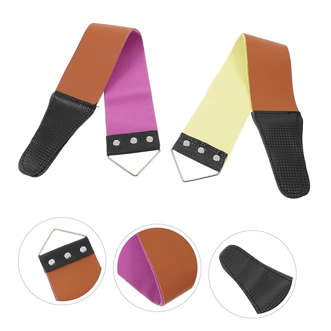 2pcs Barber Strop Shaver Sharpening Tools Double-sided Manual Strop Razor Protector Straight Razor Sharpener for Father Day Random Color
