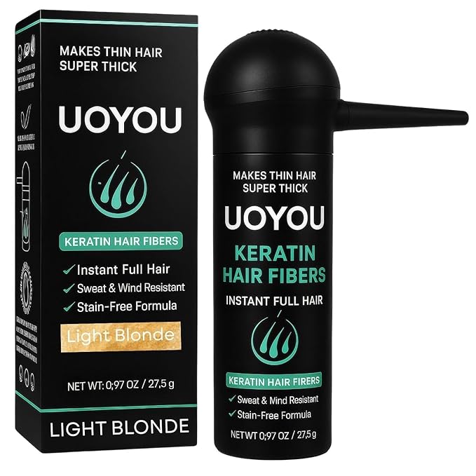 LIGHT BLONDE Hair Fibers for Thinning Hair 27.5g Bottle with Applicator | Natural Keratin Hair Fibers Concealer for Hair Loss for Men and Women | Hair Building Fibres Powder [LIGHT BLONDE]