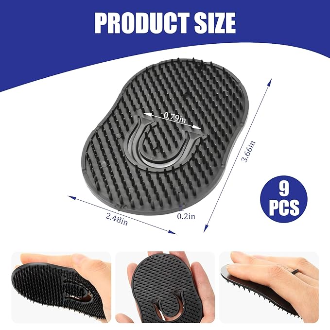9 PCS Palm Combs for Men, Soft Portable Pocket Comb, Hand Comb, Scalp Massager Brush Combs, Beard Brush, for Men Women Home, Travel (Black)