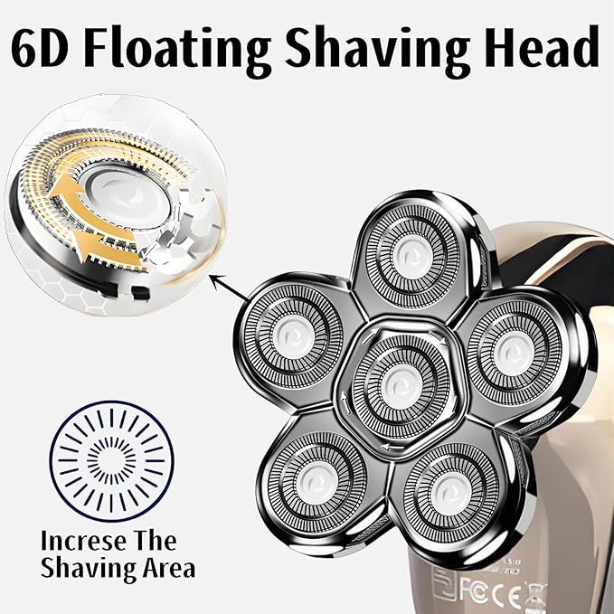 6D Balde Head Shaver Replacement Heads for AW Shaver,White Shaver Head Replacement Compatible with Aidallswellup G-672 Head Shaver,Replacement Head Not for Model:AW-PRO001