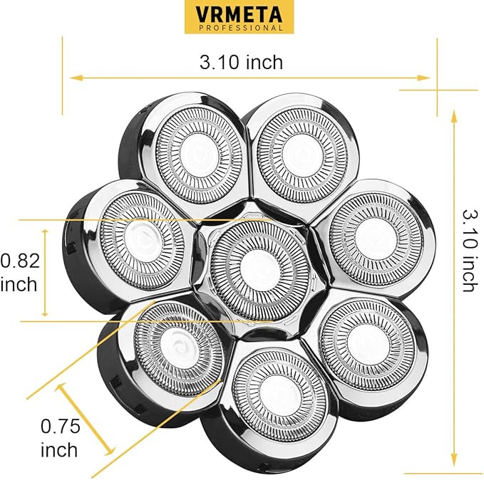 Head Shaver Replacement Head Floating Shaver Blades 8D Sharp Stainless Steel Men's Electric Shaver Replacement Heads fo blad Man (8 Heads (Silvery)