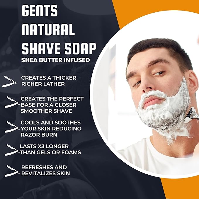 G.B.S 97% Bay Rum All-Natural Shave Soap Made with Shea Butter Coconut Oil, Avocado Oil, Balm Soap Towel & Travel Kit