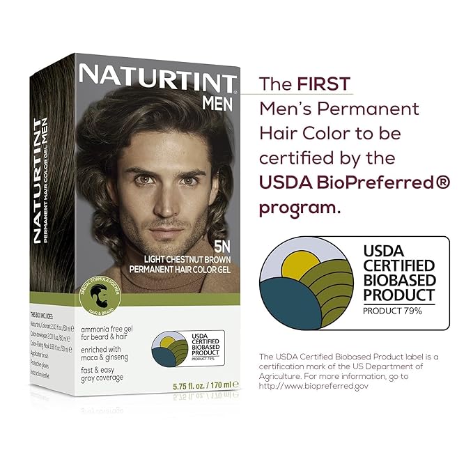 Naturtint Mens Permanent Hair Color for Hair Beard and Mustache (5N Light Chestnut Brown)