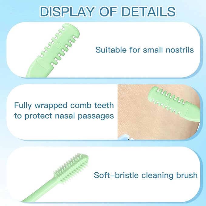 15Pcs 2-in-1 Mint Green Nasal Hair Cutter for Men Nose Trimmer for Women Gift for Christmas 360° Rotating with Cleaning Brush,Nasal Hair Remover for Womens Unisex Nose Hair Cutter for Travel