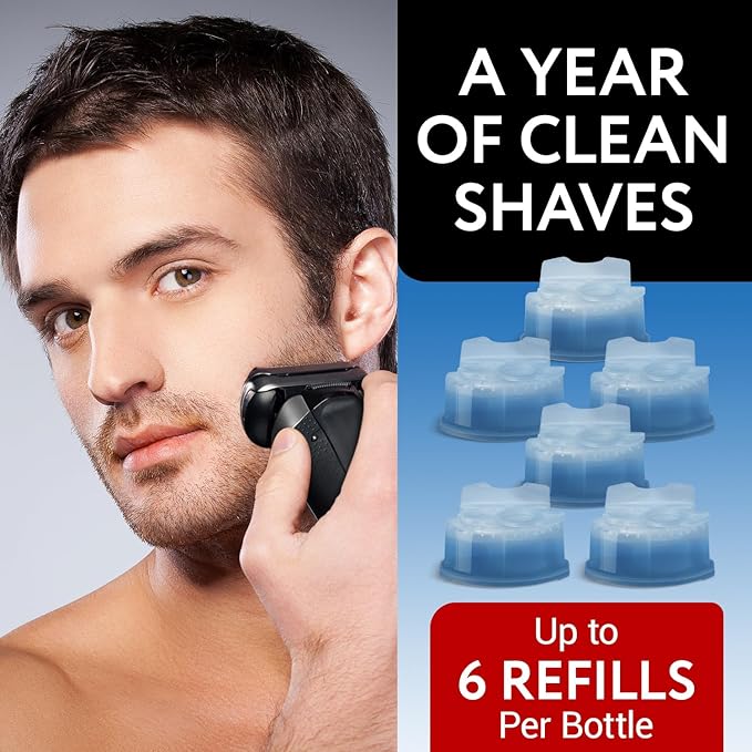 IMPRESA Shaver & Razor Cleaning Solution - 34 Fl Oz Liquid Refill - Compatible with Braun Clean & Renew Series 3, 7 & 9 Cartridges - Scent-Free Shaver Cleaning Liquid