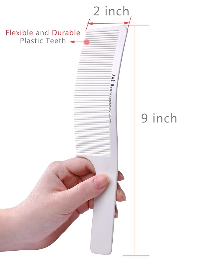 PERFEHAIR Curved Barber Clipper Comb, Flat Top Hair Cutting Comb for Men -White