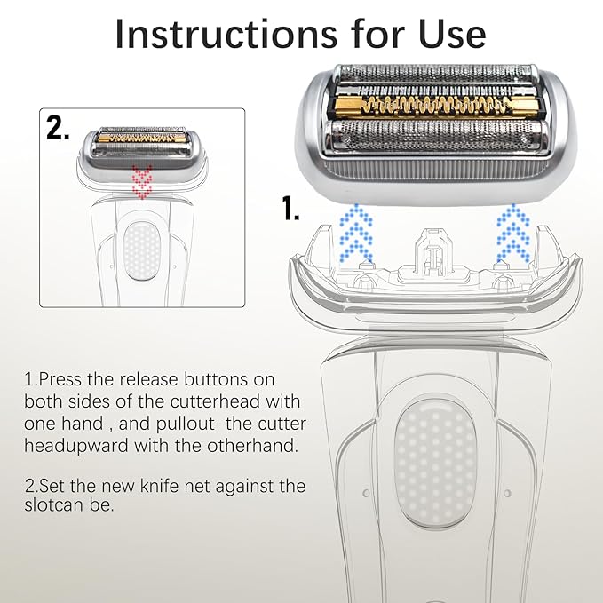 S9 94M Shaver Head Compatible with Braun Electric Razor Series 9 & Series 9 Pro, Replacement Blade for Braun 9290cc, 9291cc, 9370cc, 9376cc, 9293s, 9260s, 9295cc, 9385cc