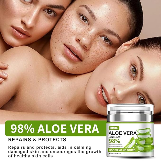 98% Aloe Vera Moisturizer Face Cream,Face Moisturizer with Pure Aloe Vera, Soothing,Moisturizing and Delicate Skin Anti Wrinkle Face Cream for Dry Skin,Acne Scars Moisturizing Cream for Men and Women