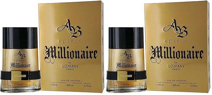 Lomani Ab Spirit Millionaire Eau De Toilette Spray for Men, Gold, 3.3 Ounce (Pack of 2)