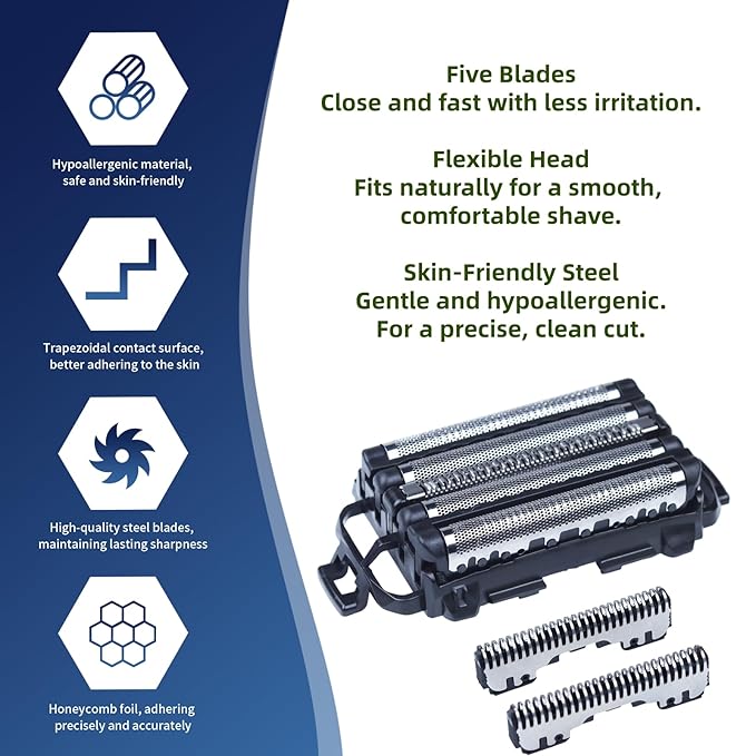 1 Pack WES9032P Shaver Replacement Foil，Outer Foil and Inner Blad Compatible with Panasonic ARC5 5-Blade Shavers ES-LV97-K,ES-LV67-K,ES-LV95-S,ES-LV65-S Electric Razor