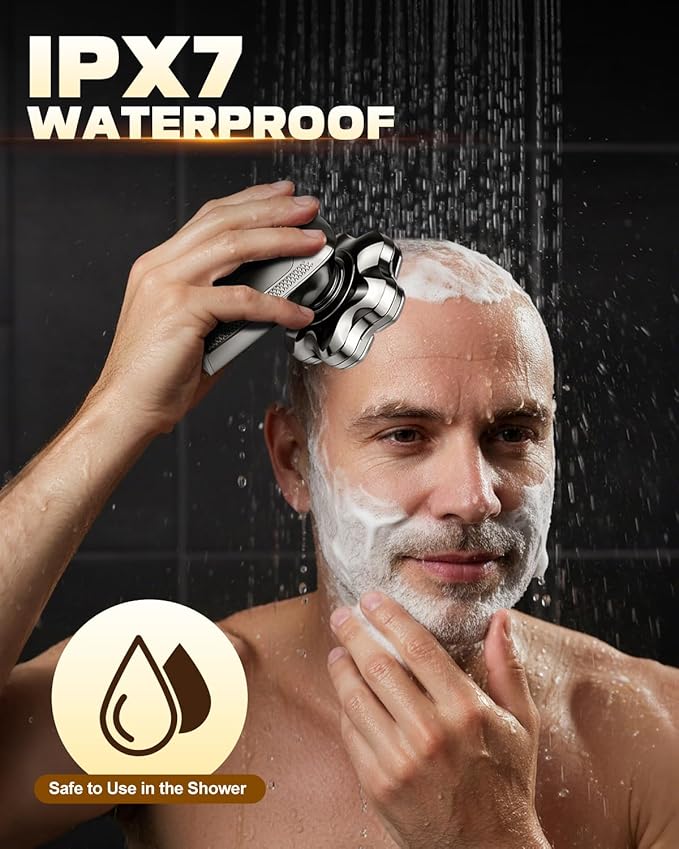 Head Shaver for Bald Men, 7D Upgraded Magnetic Detachable Blades, Wet & Dry IPX7 Waterproof Electric Razor, Fast Smooth Bald Shaving for Head & Face, 5-in-1 Grooming Kit