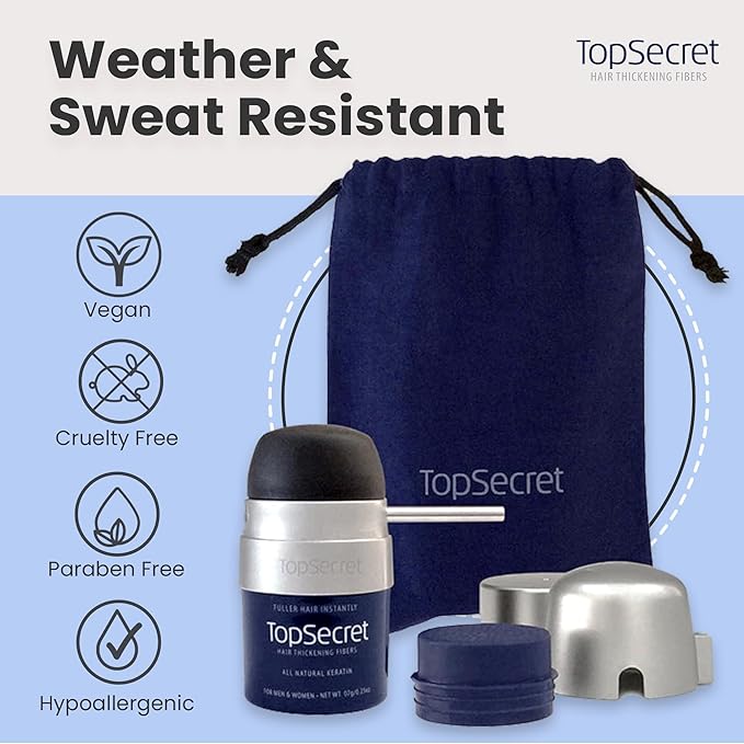 Top Secret Hair Thickening Building Fibers Applicator Included - Undetectable & Natural Hair Filler for Men & Women - Instantly Fill In Thinning Hair - Weather & Sweat Resistant (Light Brown, Travel)