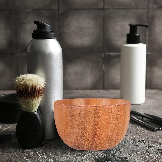 Uonlytech Wooden Shaving Soap Bowl for Men Reusable Shave Soap Dish Beard Shaving Tool Household Accessory for Smooth Lathering and Travel Use