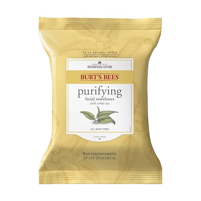 Burt's Bees Facial Cleansing Towelettes with White Tea Extract -- 30 Towelettes