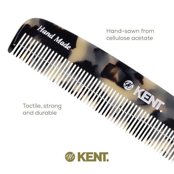 Kent 7T TW Handmade All Fine Tooth Pocket Comb for Men, Hair Comb Straightener for Everyday Grooming Styling Hair, Mustache and Beard, Use Dry or with Balms, Saw Cut and Hand Polished, Made in England