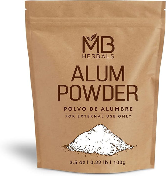 MB Herbals Alum Powder 100 Gram (3.5 oz) | Deodorant | After Shave | Leather Fabric and Paper Mordant | External Use Only