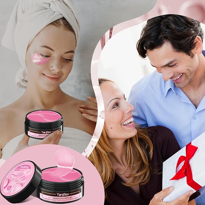 3 Packs 60 Pcs Under Eye Patches, Pink+Green+24K Gold, 30 Pairs Undereye Mask for Puffy Eye Dark Circle Treatment, Collagen Gel Pads Hydrating for Eye Bag Puffiness Wrinkle, Women Men Beauty Skin Care
