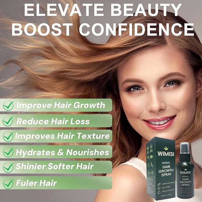 Hair Tonic Spray, Tónico para Cabello, Herbal Ginseng Hair Mist with Biotin & Keratin, Lightweight Daily Hair Care, Nourishing and Hydrating Spray for Men & Women, Non-Greasy Hair Strengthening Mist