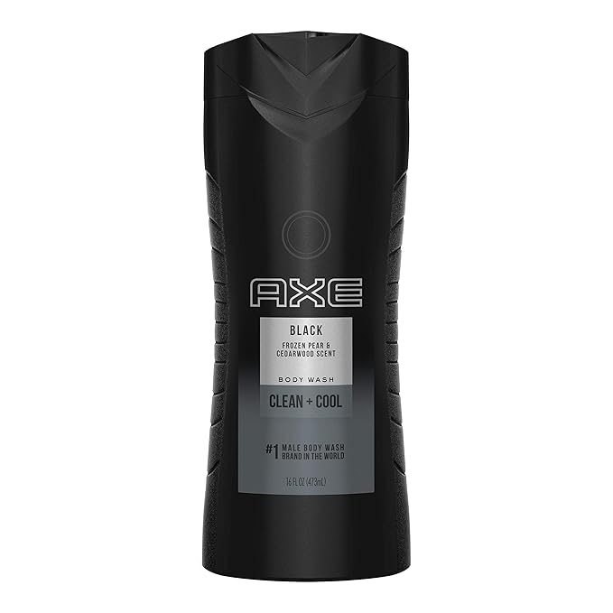 AXE Body Wash 12h Refreshing Scent Cleanser Black Frozen Pear and Cedarwood Men's Body Wash with 100 percent Plant-Based Moisturizers 16 oz
