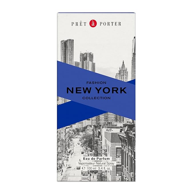 Pret à Porter City Collection New York Eau de Parfum 3.4 fl oz (Pack of 2), Notes of Juniper Berries, Wood, and Cedarwood, Men's Fragrance, Long Lasting, Everyday Fragrance, Travel Size