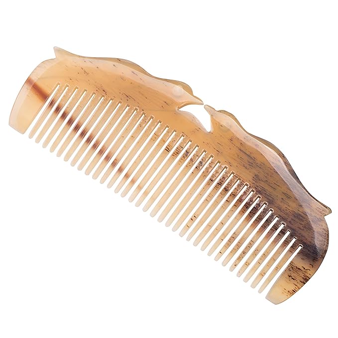 Natural Buffalo Horn Comb - Anti-Static Hair Care, Vietnamese Handmade Lovebirds Gift, Symbol of Love & Peace for Women