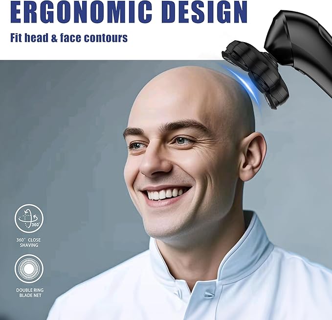 Universal Replacement Heads for Blade,Replacement Blades Compatible with Most Major Head Shaver Brands, Easy-to-Install Electric Razor Shaver Heads for Bald Men. (7 Black Magnetic)