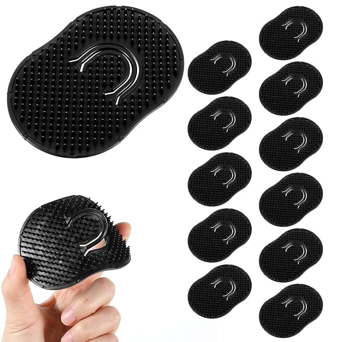 12 Pcs Soft Pocket Combs for Men, Scalp Massage Shampoo and Beard Grooming Wave Palm Hair Brush Scalp Massager Brush Men(Black)