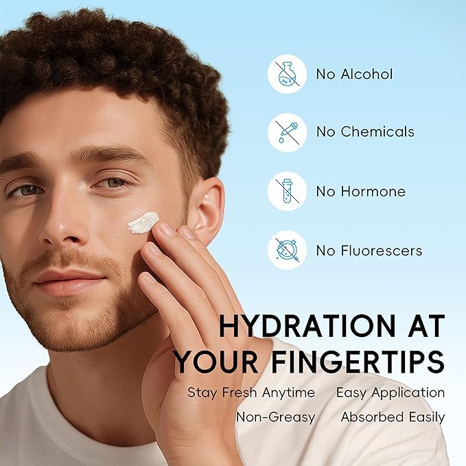 Men Hydrating Day Cream, Daily Moisturizer with 4D Hyaluronic Acid, Oil Control, Firm & Lift Hydrating Cream for Face & Body, Reduce Fine Lines, Strengthen Skin Barrier, 1.06 fl.oz.