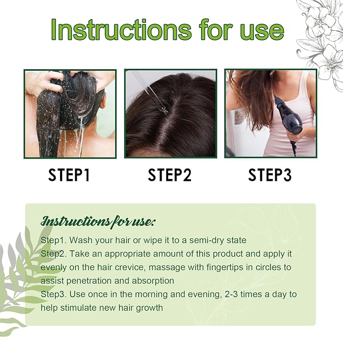 10ml Hair Growth Serum for Thinning Hair – Anti Hair Loss Treatment with Ginseng & Ginger Extract to Stimulate Follicles and Promote Denser, Stronger Hair