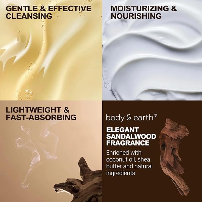 Body & Earth Gift Baskets for Men 8pcs Mens Grooming Sets with Sandalwood Scent Gift Sets for Christmas Gifts for Men