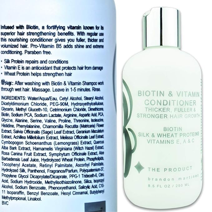 Biotin Vitamin Hair Conditioner for Thinning Hair - Moisturizing Conditioner with Aloe Vera and Cucumber Conditioning Treatment for Dry and Damaged Hair B THE PRODUCT 8.5oz