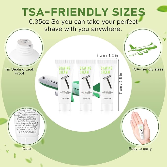 50 Shaving Cream Bulk Travel 10ml/0.35fl oz,Disposable Shaving Cream in Bulk Travel Shave Cream for Hotel Homeless,White Tea
