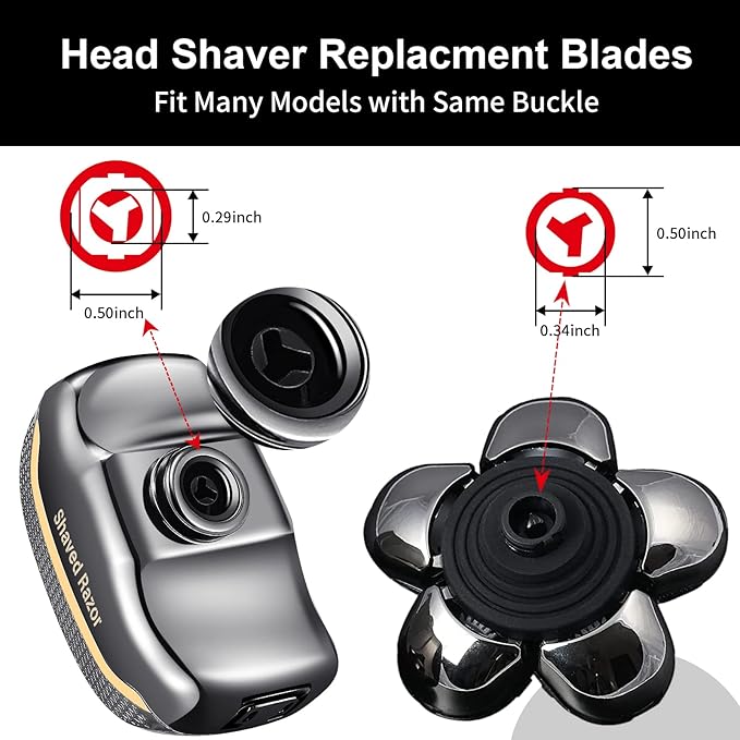 Magnetic Head Shaver Replacement Heads 7 Double Ring Waterproof Rotary Razor Blades for Bald Men Compatible with freebird wyklaus shpavver & Other Brands(silver6)