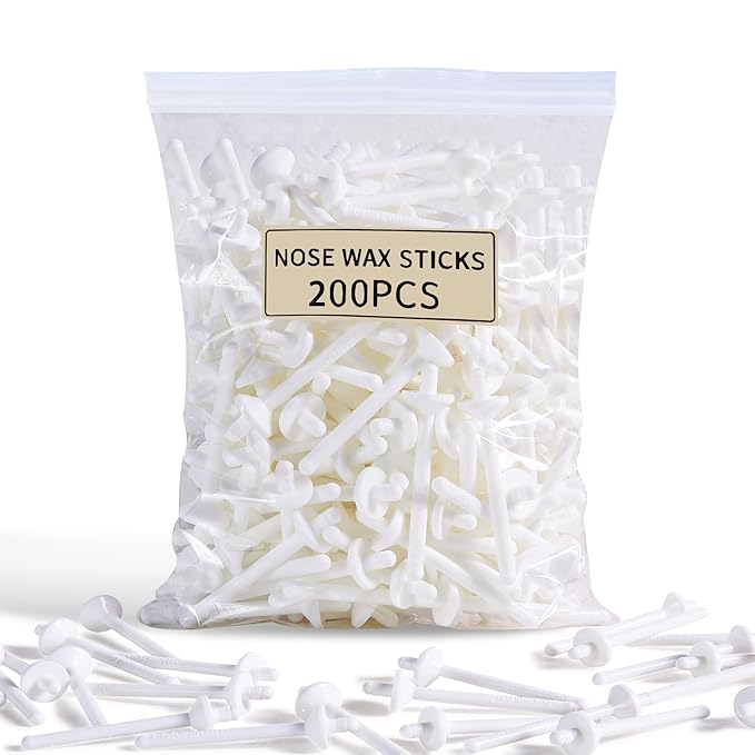 Charmonic 200 Pcs Wax Sticks, Nose Wax Kit Accessories, Waxing Sticks for Nostril Nasal Cleaning, Ear Face Eyebrows Hair Removal for Men Women