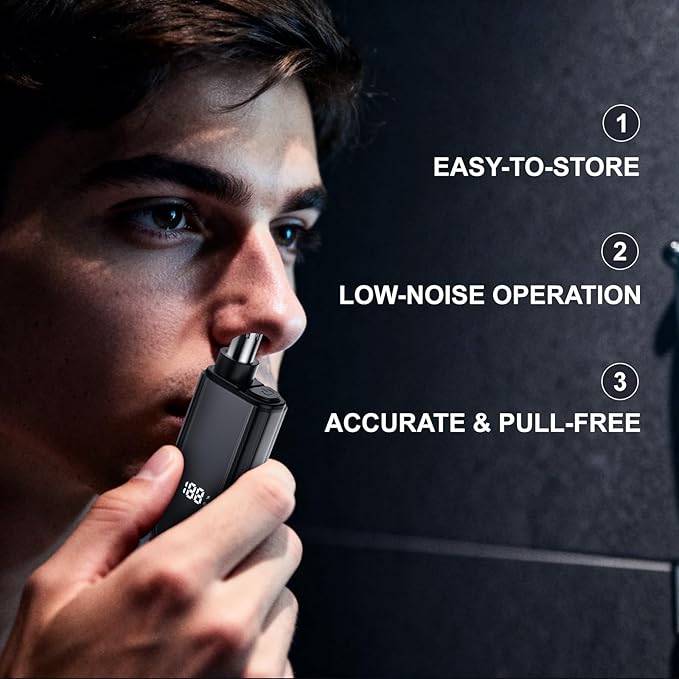 2025 Professional Ear and Nose Hair Trimmer for Men & Women - Painless Quiet Electric Trimmer, IPX7 Waterproof, USB Rechargeable, Easy to Clean Dual Edge Blades, Travel-Friendly