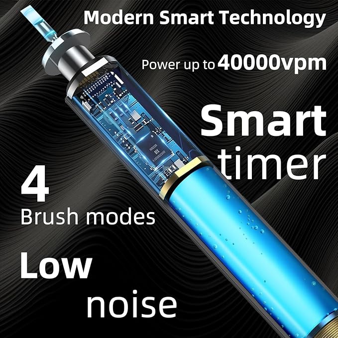 Ultrasonic U-Shaped Toothbrush for Adults, Electric Toothbrush for Teeth Whitening, Automatic 360-degree with Waterproof IPX7, 4 Modes for Cleaning(Black)