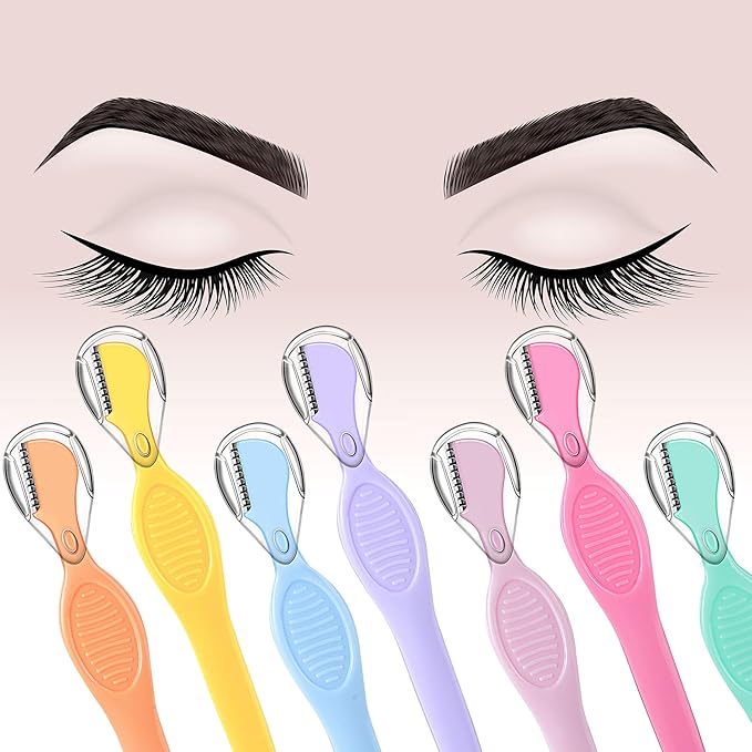 Mudder 28 Pcs Eyebrow Razor Knife Shaver Trimmer Shaver Multipurpose Exfoliating Tool Facial Hair Removal for Women Valentine Gift Giving(Macaron)