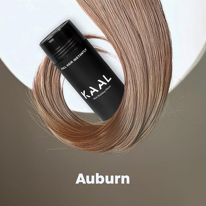 KAAL Hair Fiber Powder - (27.5g, Auburn), Refillable Bottle Hair Filler to Conceal Thinning Areas | For Men & Women, Instantly Effective