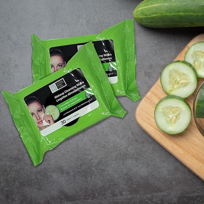 Global Beauty Care Makeup Cleansing Wipes 120 Count (4-Pack) (ASSORTED - 2PK x VITAMIN C | CUCUMBER)