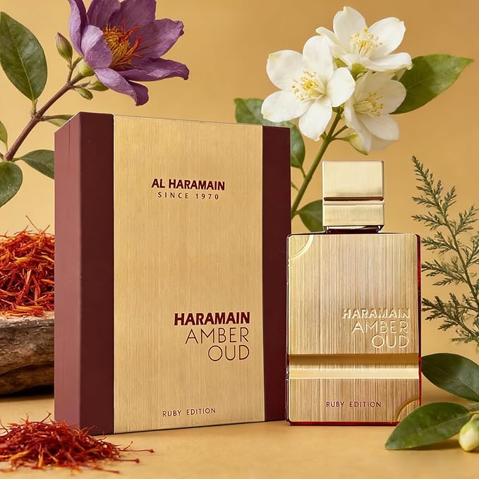 Al Haramain Amber Oud Ruby Edition Eau De Parfum Spray Unisex Arabian Perfume for Women & Men, Long-Lasting Amber Fragrance with Rich, 60ml (2.0 oz)